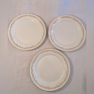 3 Vintage 10” white dinner plates - Pope & Gosser China pink & green flo…